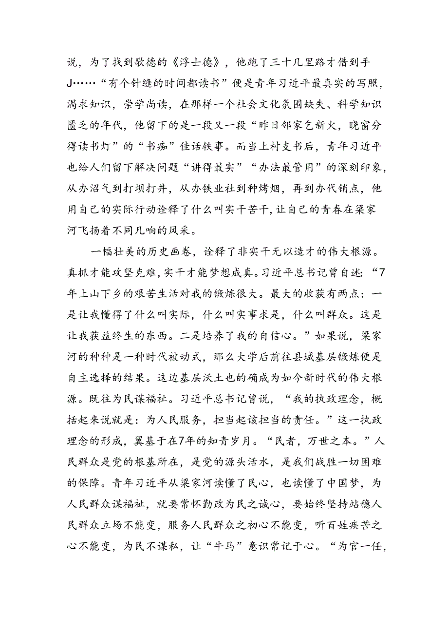 青年干部心得体会：没有横空出世的伟大只有艰苦奋斗的青春（3386字）.docx_第3页