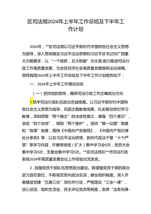 区司法局2024年上半年工作总结下半年工作计划.docx