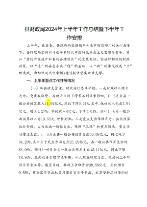 县财政局2024年上半年工作总结暨下半年工作安排.docx