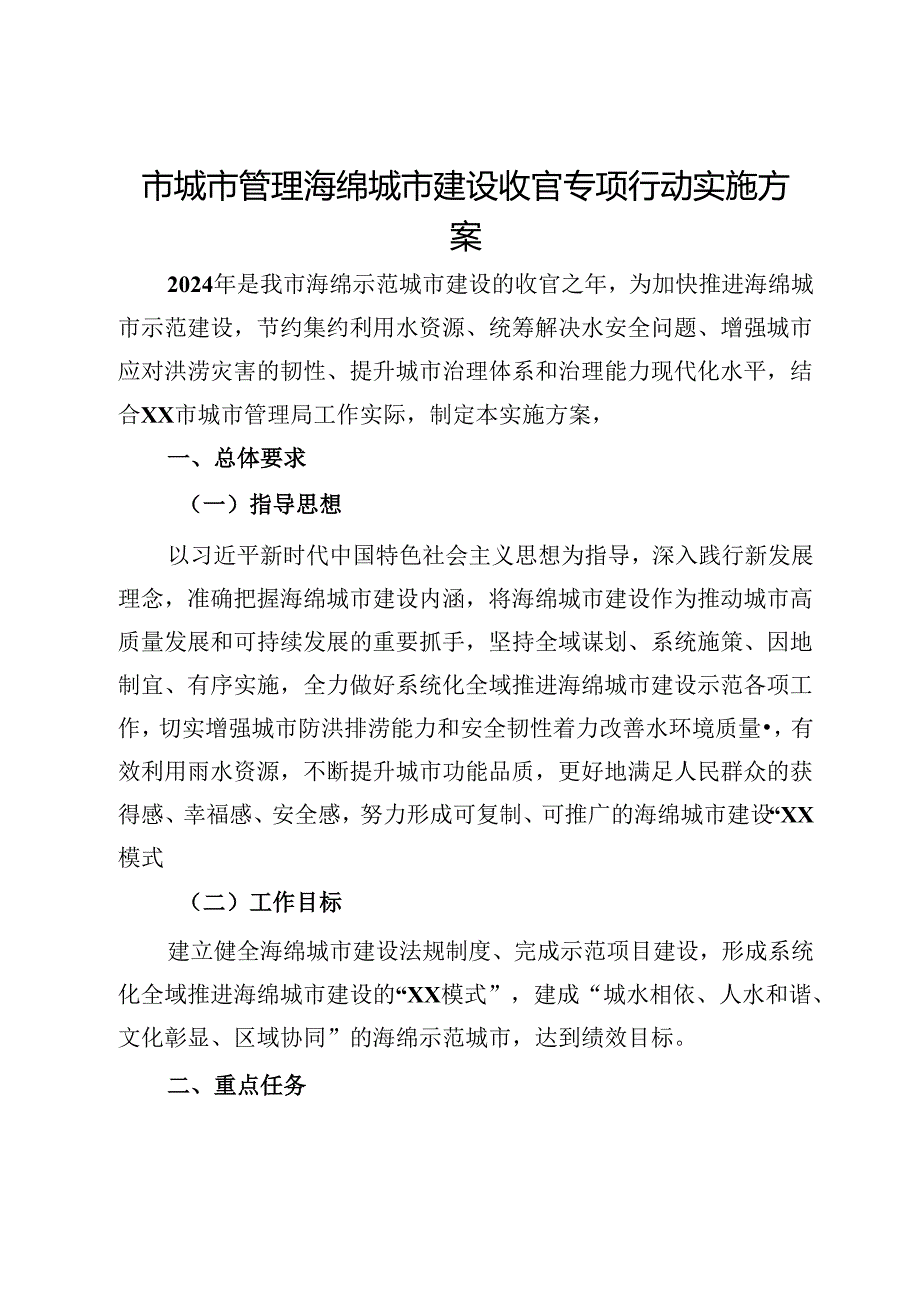 市城市管理海绵城市建设收官专项行动实施方案.docx_第1页