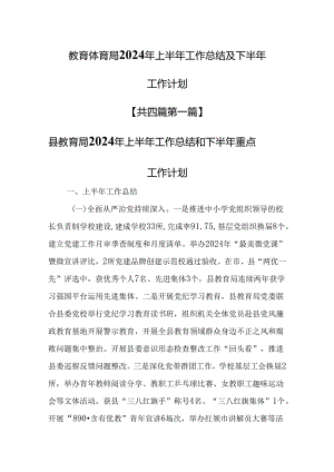 （4篇）教育局2024年上半年工作总结和下半年重点工作计划.docx