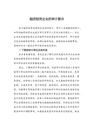 融资租赁企业的审计要点.docx