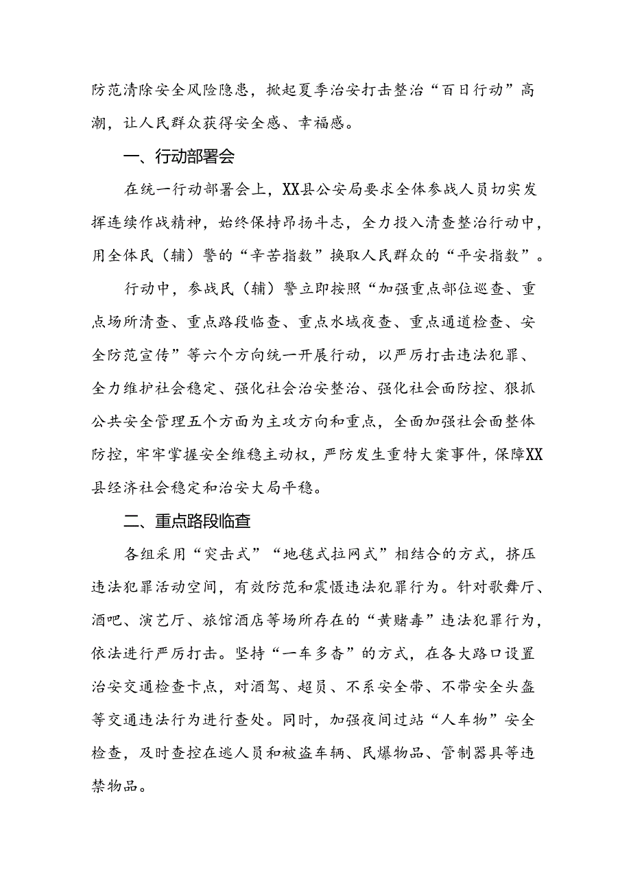 公安深入推进夏季治安打击整治行动情况报告七篇.docx_第3页