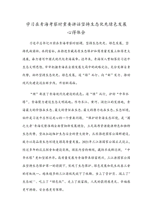 学习在青海考察时重要讲话坚持生态优先绿色发展心得体会.docx