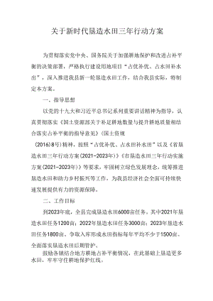 关于新时代垦造水田三年行动方案.docx