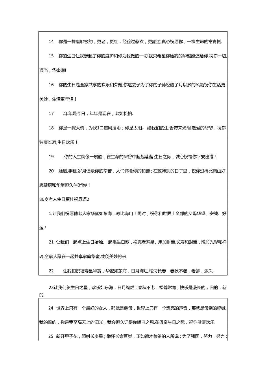 2024年80岁老人生日蛋糕祝福语（精选95句）.docx_第2页