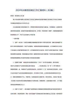 2024年乡镇项目谋划工作汇报材料（共3篇）.docx