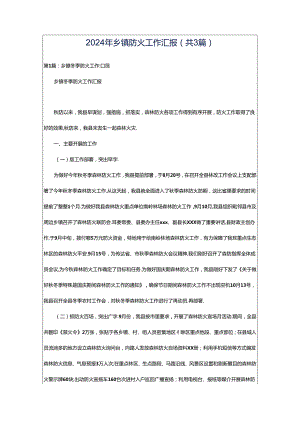 2024年乡镇防火工作汇报（共3篇）.docx