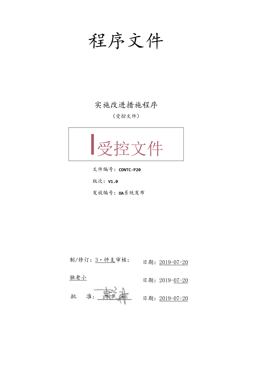 CDNTC-P20 实施改进措施程序 V1.0.docx_第1页