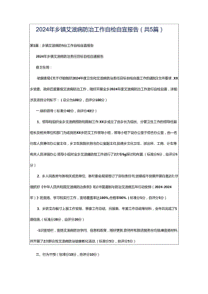 2024年乡镇艾滋病防治工作自检自查报告（共5篇）.docx