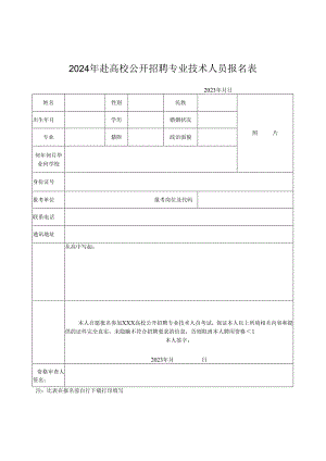 2024年赴高校公开招聘专业技术人员报名表.docx