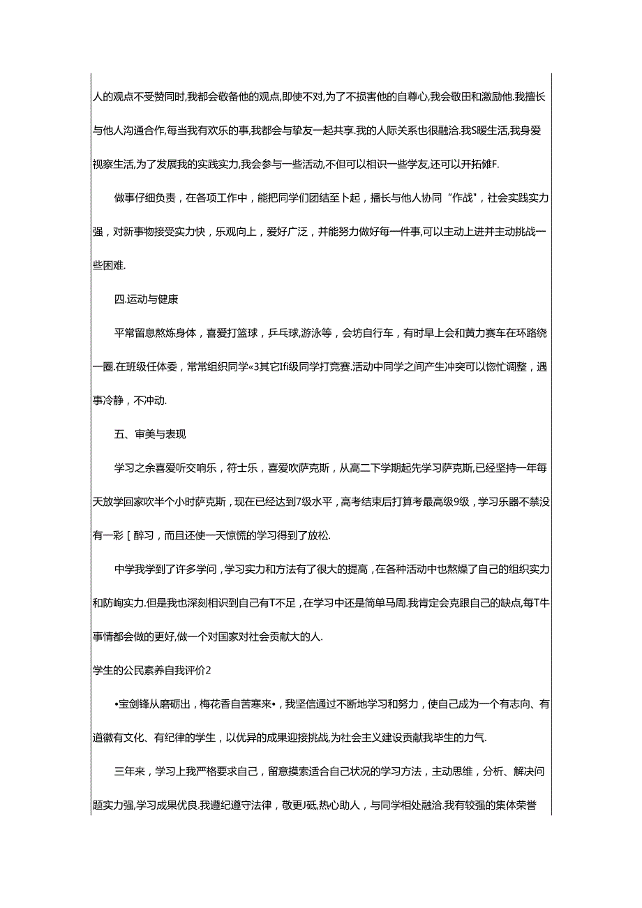 2024年学生的公民素养自我评价（精选25篇）.docx_第2页