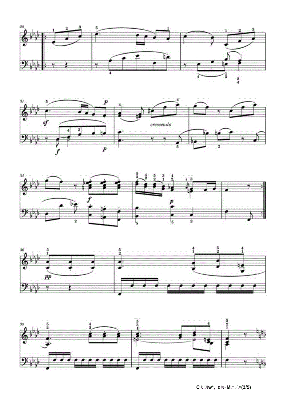 C大调钢琴奏鸣曲 - 第二乐章 K.330（Sonata in C major2nd movement） 高清钢琴谱五线谱.docx_第3页