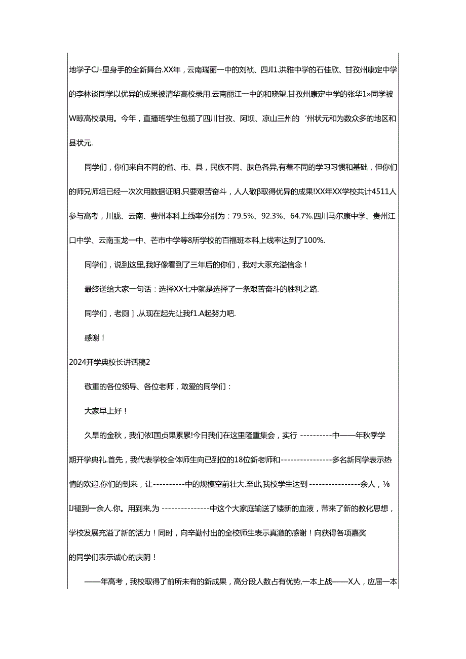 2024年2024开学典礼校长讲话稿15篇.docx_第2页