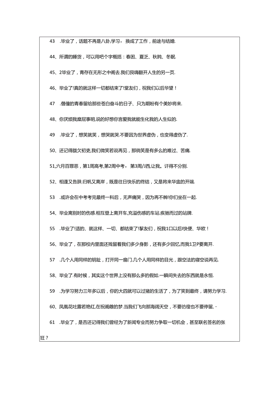 2024年80个毕业季伤感分别语录（精选13篇）.docx_第1页