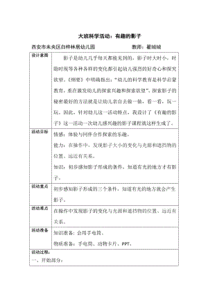 大班科学《有趣的影子》PPT课件教案微教案.doc