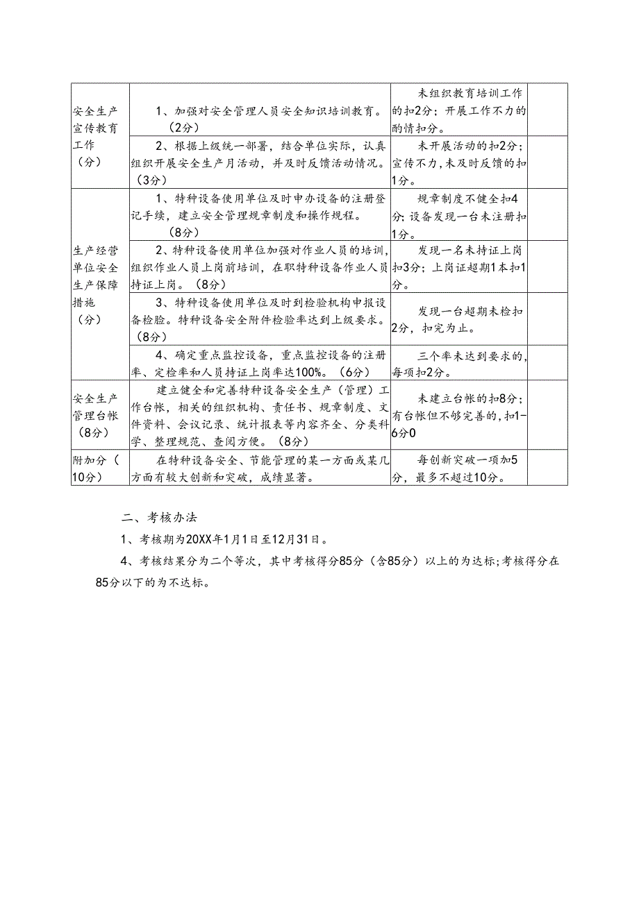 特种设备安全管理使用单位安全管理目标完成情况考核表.docx_第2页