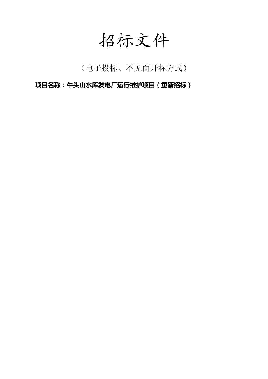 水库发电厂运行维护项目（重新招标）招标文件.docx_第1页