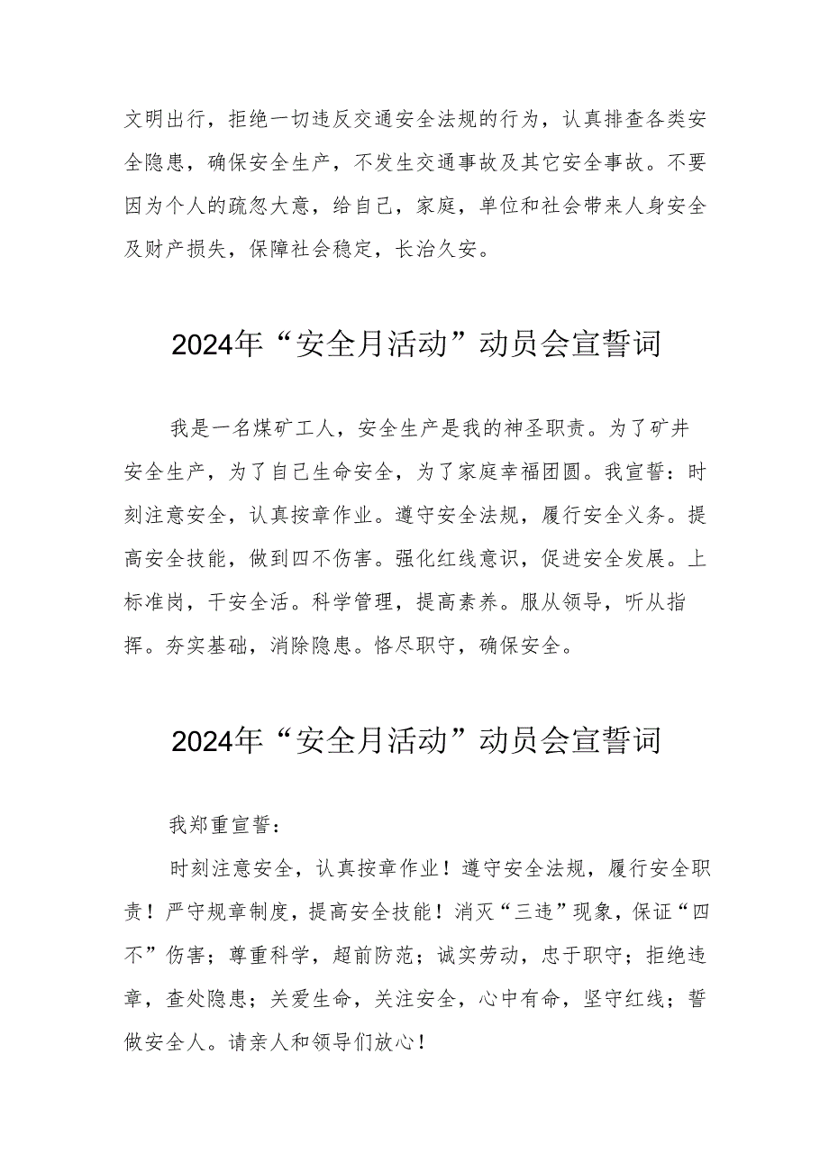 2024年企业《安全生产月》宣誓词 （合计8份）.docx_第2页