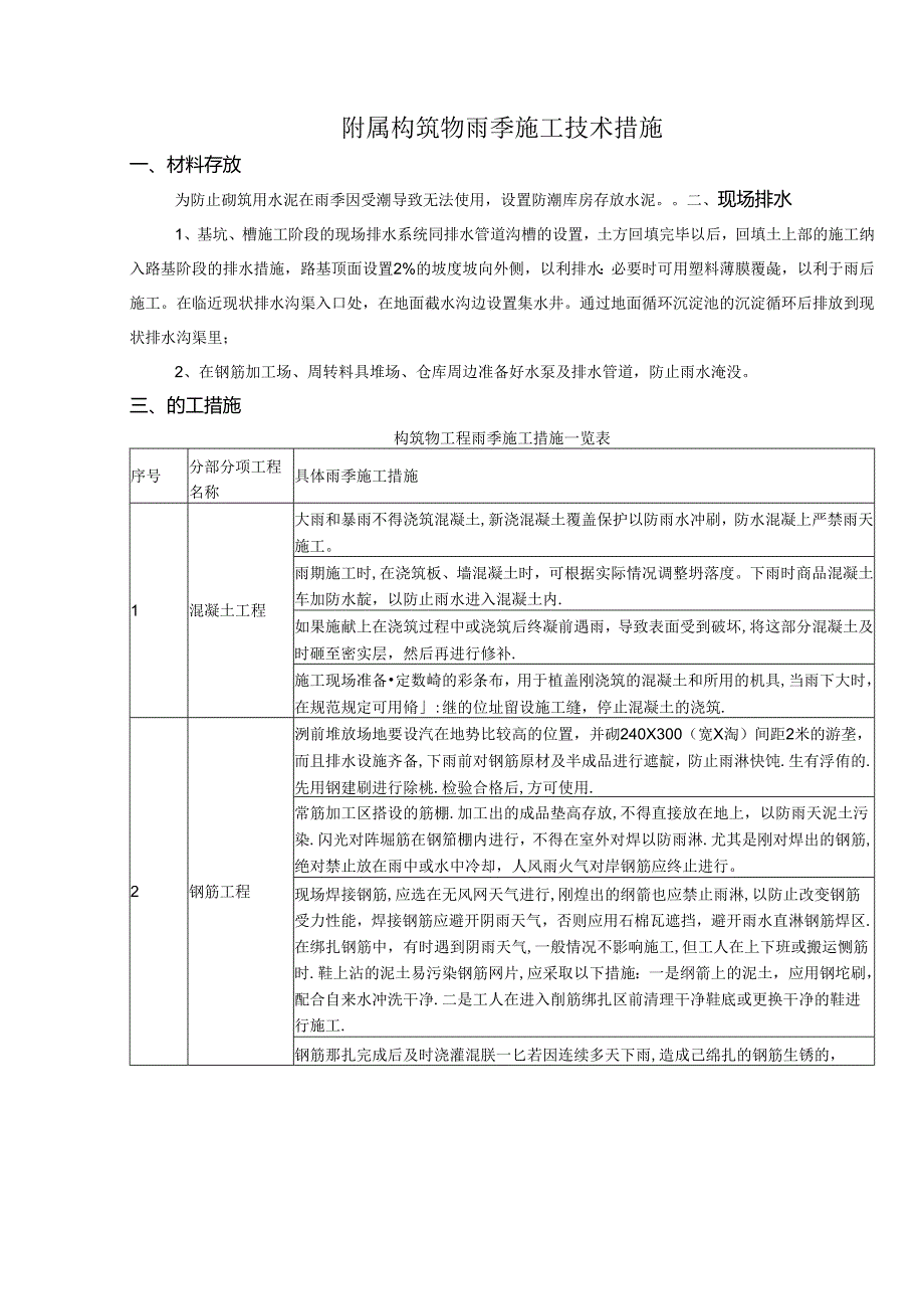 附属构筑物雨季施工技术措施.docx_第1页