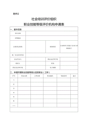 社会培训评价组织职业技能等级评价机构申请表.docx