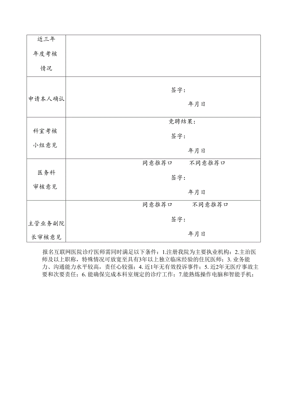 互联网医院诊疗医师申请暨审批表.docx_第2页