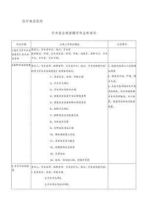 医院手术室手术安全核查操作作业标准书.docx