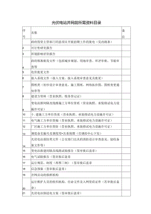 光伏电站并网前所需资料目录.docx