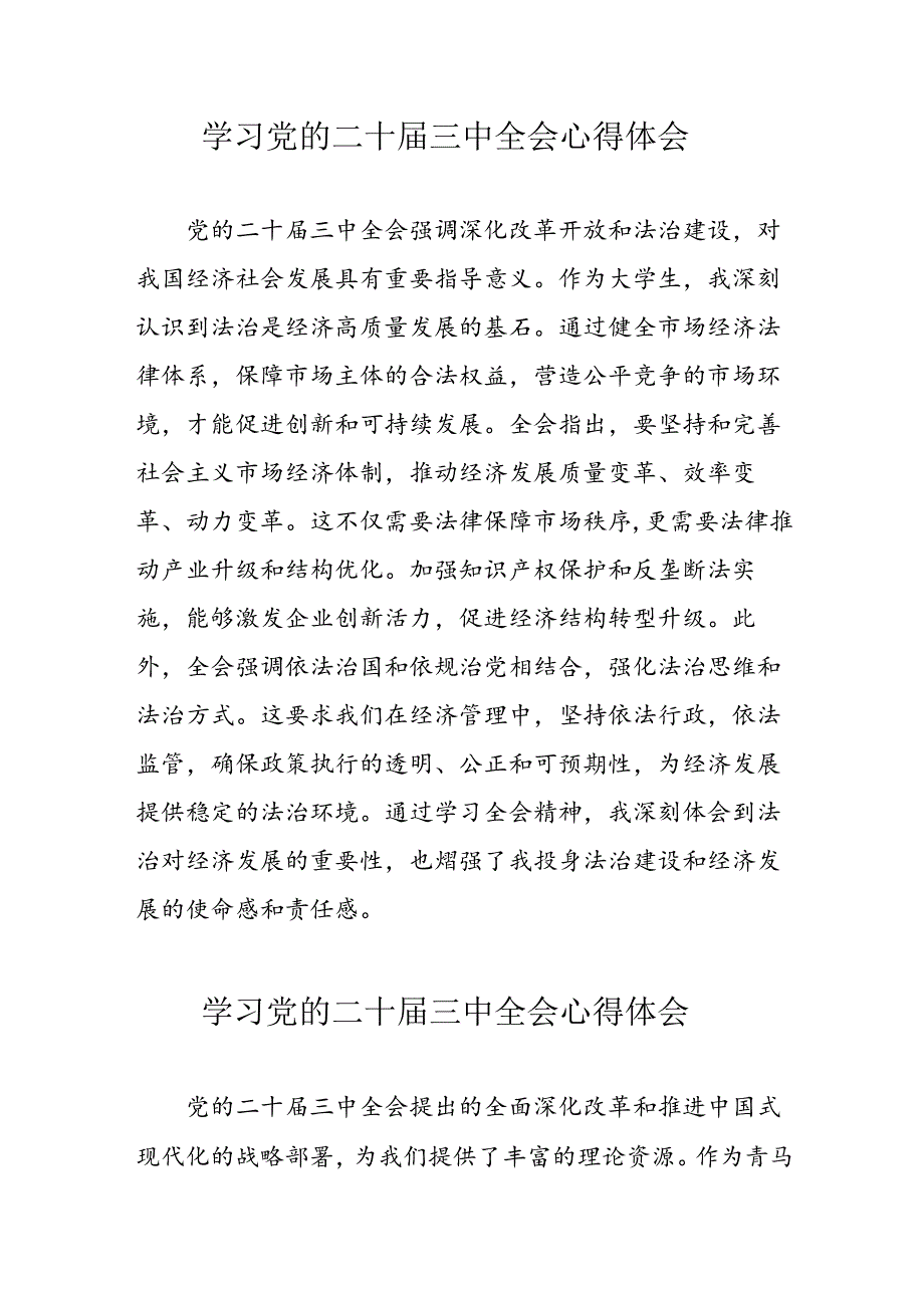 学习2024年党的二十届三中全会心得体会 （13份）_57.docx_第1页