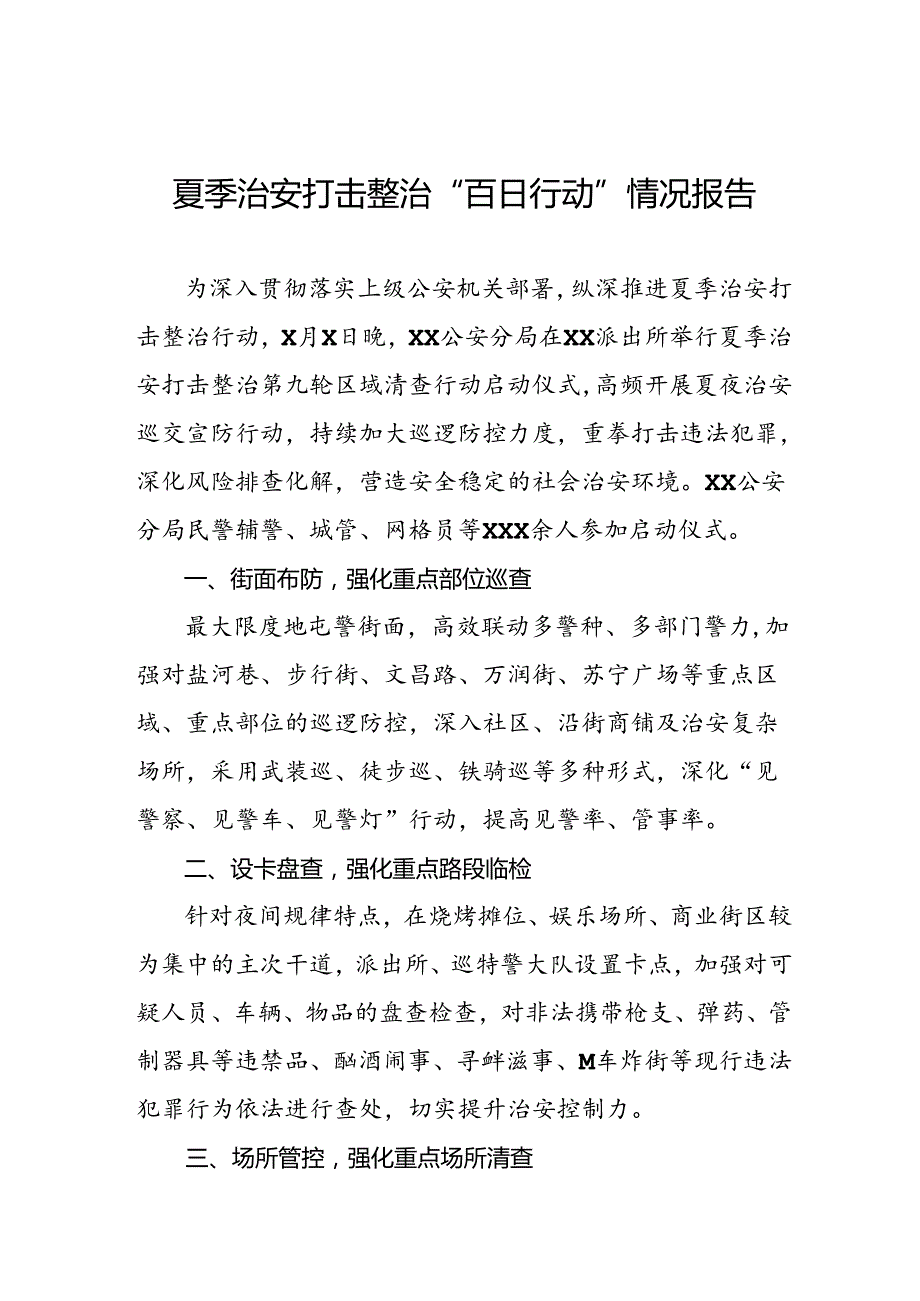 公安2024年夏季治安打击整治情况报告五篇.docx_第1页