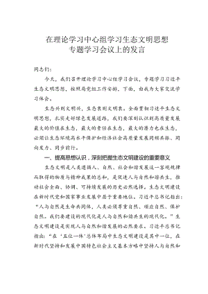 在理论学习中心组学习生态文明思想专题学习会议上的发言.docx