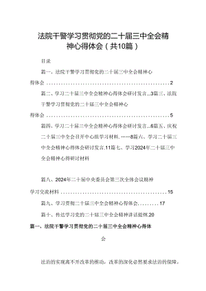 10篇法院干警学习贯彻党的二十届三中全会精神心得体会参考范文.docx