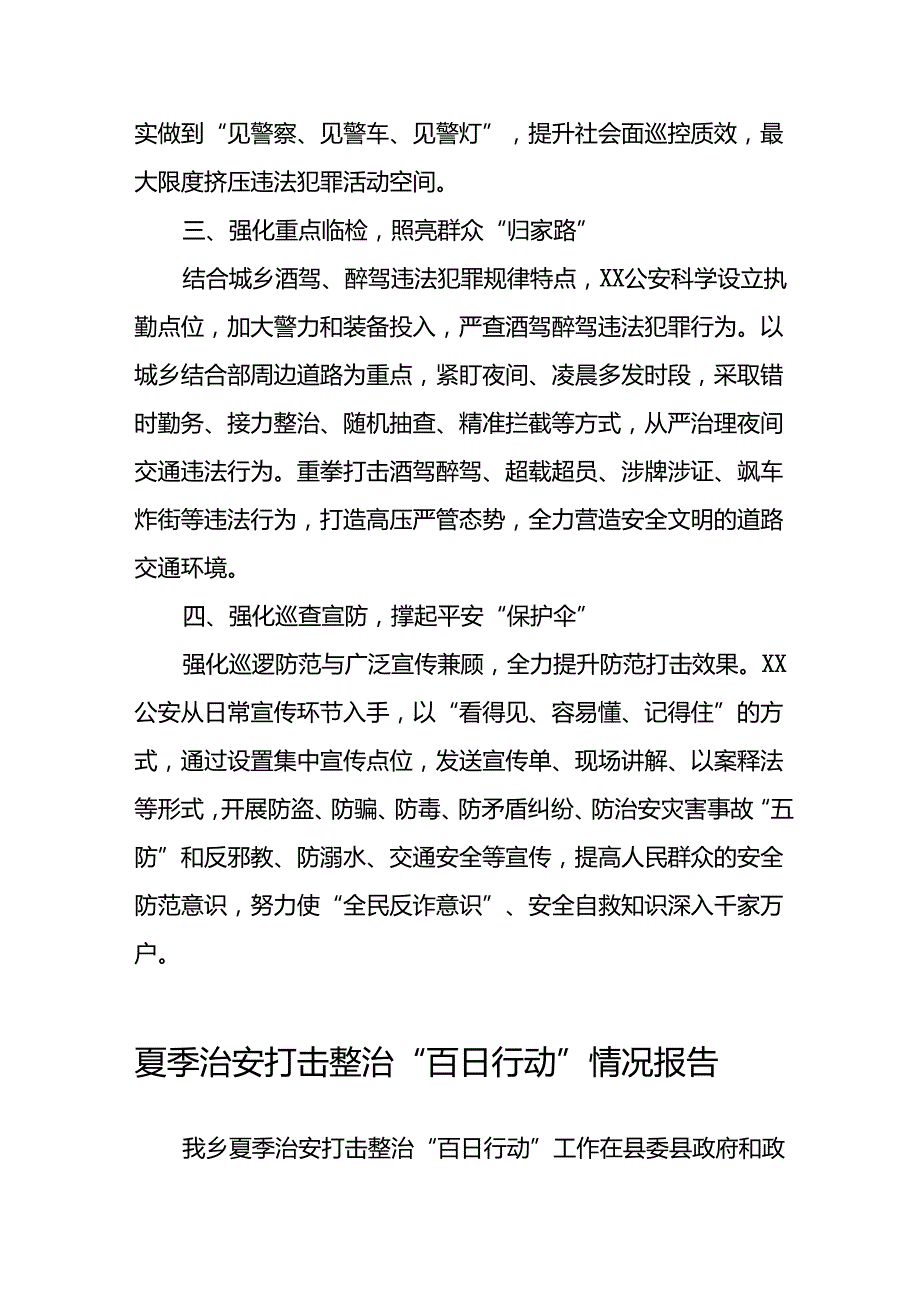 公安深入推进夏季治安打击整治行动情况报告十篇.docx_第2页