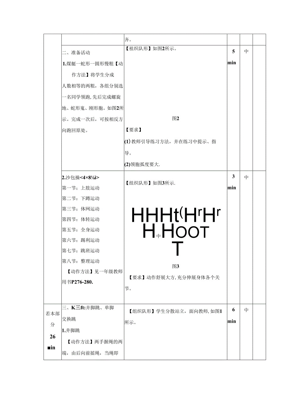 人教版小学一年级体育《跳短绳：并脚跳、单脚交换跳》教案.docx_第2页