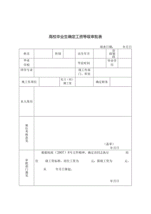 高校毕业生毕业生确定工资等级审批表.docx