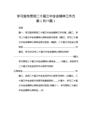 学习宣传贯彻二十届三中全会精神工作方案11篇（最新版）.docx