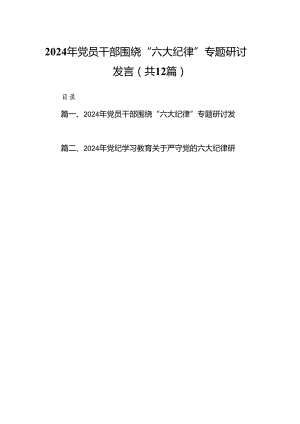 2024年党员干部围绕“六大纪律”专题研讨发言（共12篇）.docx