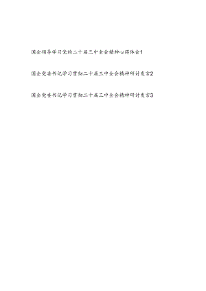 国企党委书记学习贯彻党的二十届三中全会精神心得体会研讨发言3篇.docx