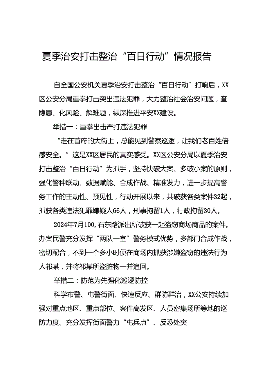 公安夏季治安打击整治“百日行动”工作总结(6篇).docx_第1页