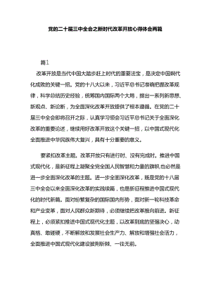 党的二十届三中全会之新时代改革开放心得体会两篇.docx