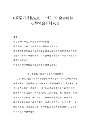 6篇学习贯彻党的二十届三中全会精神心得体会研讨发言.docx