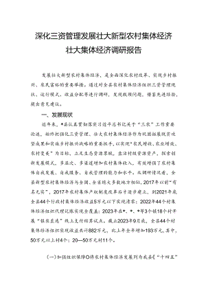 深化三资管理发展壮大新型农村集体经济壮大集体经济调研报告.docx