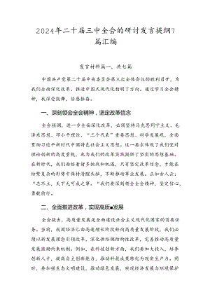 2024年二十届三中全会的研讨发言提纲7篇汇编.docx