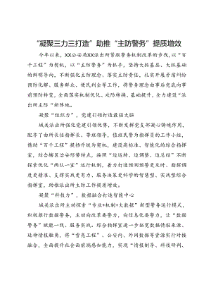 经验做法：“凝聚三力三打造”助推“主防警务”提质增效.docx