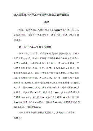 镇人民政府2024年上半年经济和社会发展情况报告范文.docx