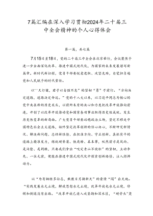 7篇汇编在深入学习贯彻2024年二十届三中全会精神的个人心得体会.docx