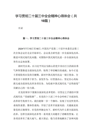 10篇学习贯彻二十届三中全会精神心得体会优选.docx