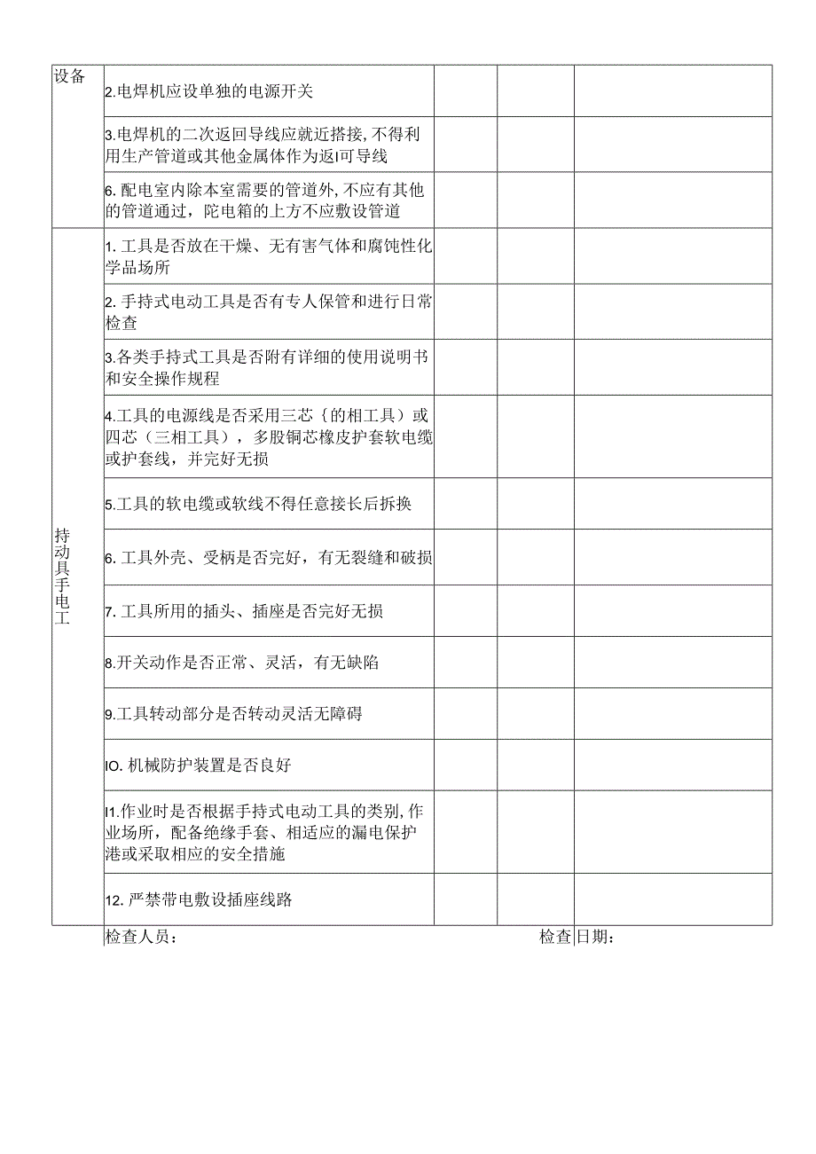 XX可再生能源科技有限公司电气安全检查表（2024年）.docx_第2页