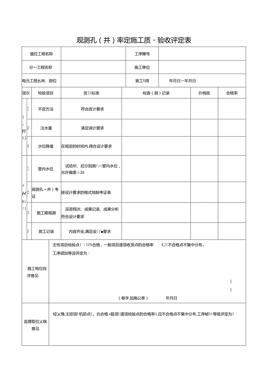 观测孔（井）率定施工质量验收评定表.docx_第1页