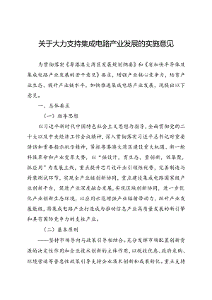 关于大力支持集成电路产业发展的实施意见.docx